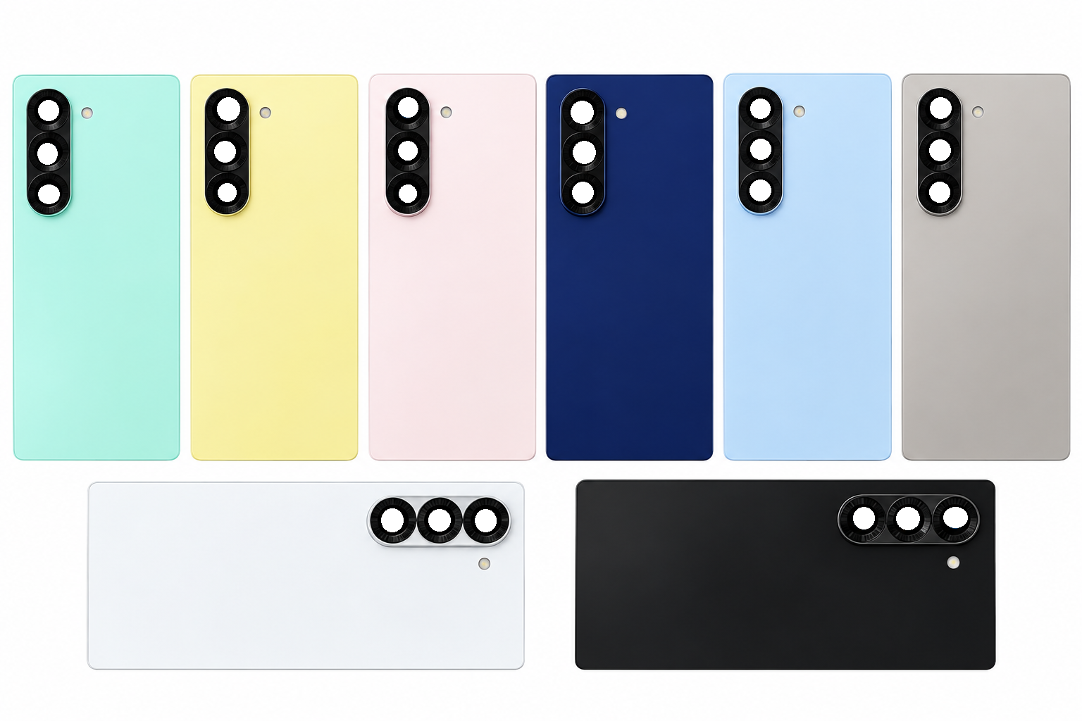 Compatible Replacement for Samsung Galaxy Z Fold 6 Back Panel – Green, Yellow, Pink, Navy Blue, Sky Blue, Gray, Black & White